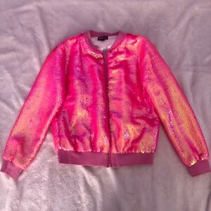 Hot Pink Sequin Bomber Jacket ✨